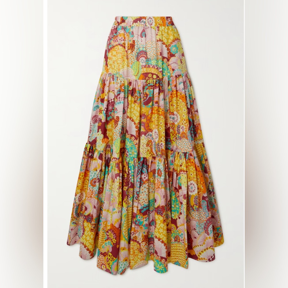 LA DOUBLEJ
Big tiered printed cotton-poplin maxi skirt